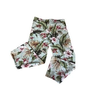 Little Moon Women's Pants Drawstring Waist 100% Cotton Floral Size Medium